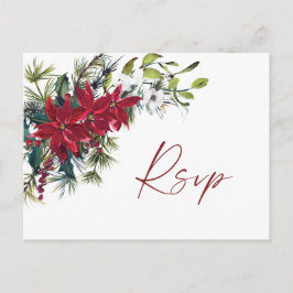 Elegant Red Poinsettia Christmas RSVP Postkarte