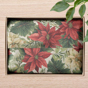 Elegant Red Poinsettia Floral Weihnachtsfeiertag Seidenpapier