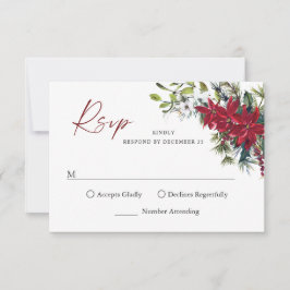 Elegant Red Poinsettia WeihnachtsWedding RSVP Karte