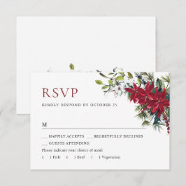 Elegant Red Poinsettia WeihnachtsWedding RSVP Karte