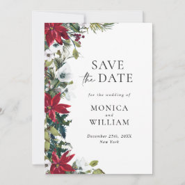 Elegant Red Poinsettia WeihnachtsWedding Save The Date