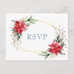 Elegant Red Poinsettia Winter Greenery UAWG Postkarte