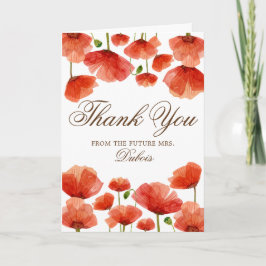 Elegant Red Poppy Blume Bridal Wedding Vielen Dank Dankeskarte