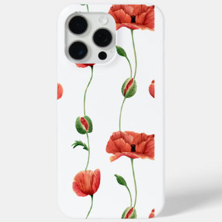 Elegant Red Poppy Floral iPhone 15 Pro Max Case