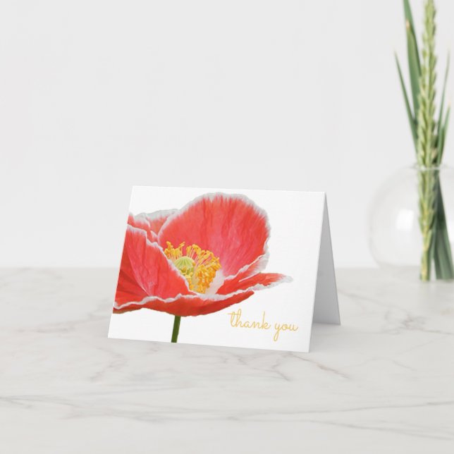 Elegant Red Poppy Floral Spring Flowers Danke (Vorderseite)