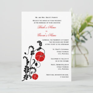 Elegant Red Poppy Wedding Einladung