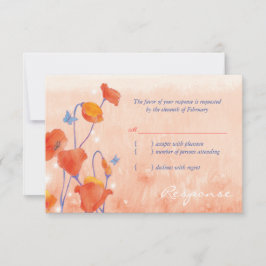 Elegant Red Poppy Wedding RSVP Karte