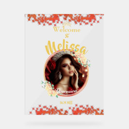 Elegant Red Quinceañera Celebration Spanisch Acrylschild