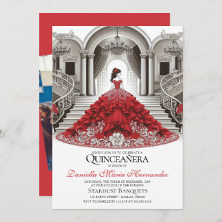 Elegant Red Quinceañera Einladung