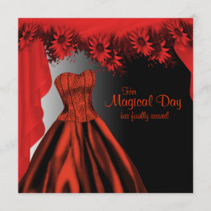 Elegant Red Quinceanera Einladung