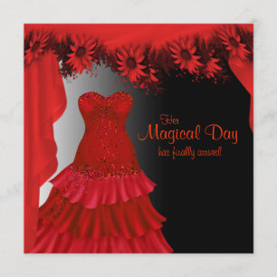 Elegant Red Quinceanera Einladungen