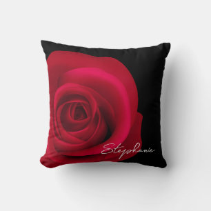 Elegant Red Rose Custom Name Gift Kissen