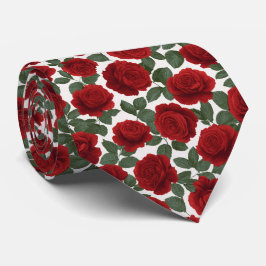 Elegant Red Rose Seamless Floral Pattern Krawatte