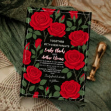 Elegant Red Roses Wedding Invitation – Romantic