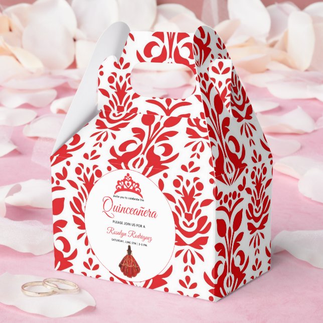 Elegant Red Royal Quinceñera Geschenkschachtel (Hochzeit)