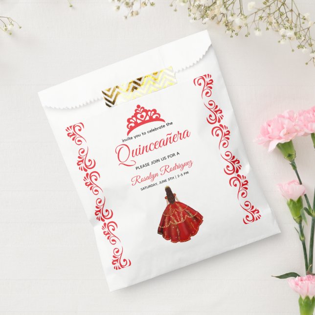 Elegant Red Royal Quinceñera Geschenktütchen (Versiegelt)