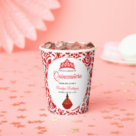 Elegant Red Royal Quinceñera Pappbecher