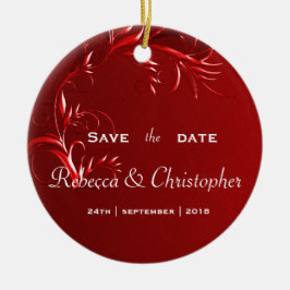 Elegant Red Save the Date Keramik Ornament