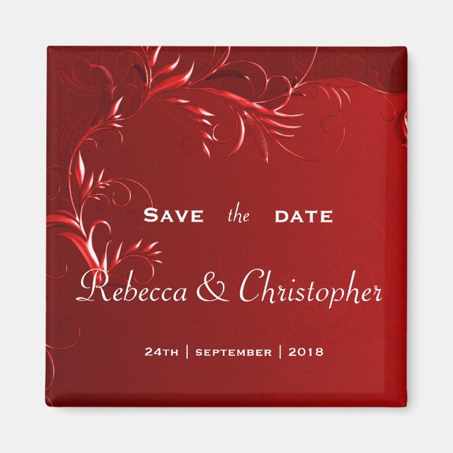 Elegant Red Save the Date Magnet (Vorne)