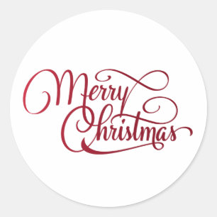 Elegant Red Script Frohe Weihnachtsfeiertage Runder Aufkleber