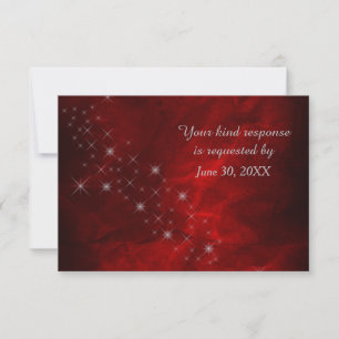 Elegant Red Silver Star Wedding RSVP Karte