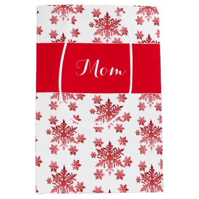 Elegant Red Snowflake Mittlere Geschenktüte (Vorderseite)