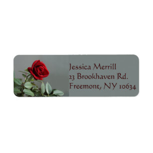 Elegant red tea rose return address label