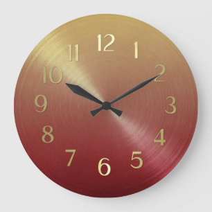 Elegant Red to Gold Ombre Gradient Große Wanduhr