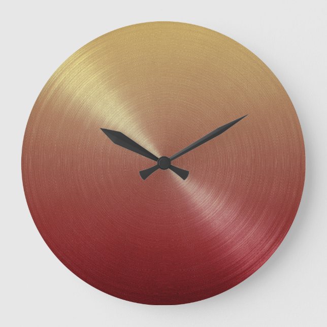 Elegant Red to Gold Ombre Gradient Große Wanduhr (Vorderseite)