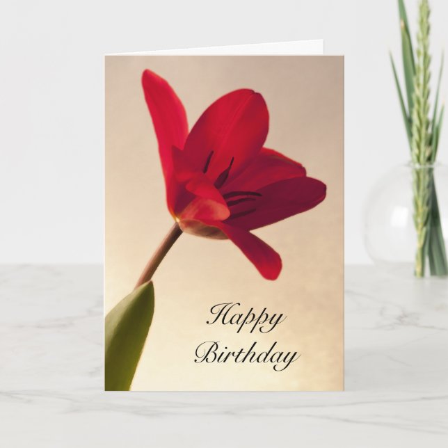 Elegant Red Tulip Birthday Karte (Vorderseite)
