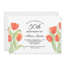 Elegant Red Tulip Flora 50. Geburtstag