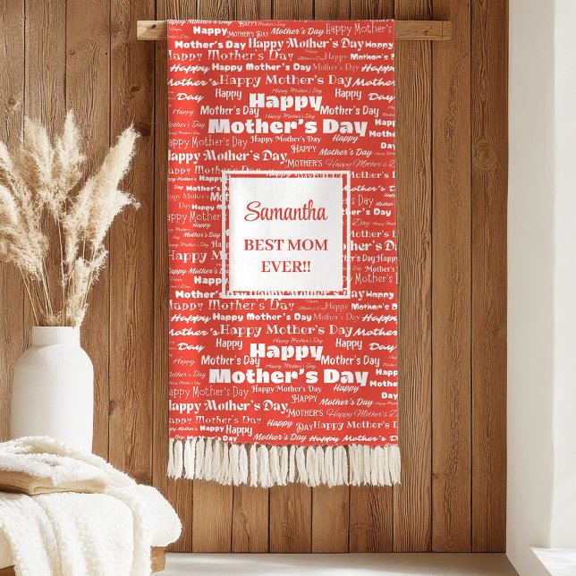 Elegant Red Typography Mother’s Day Best Gift  Sherpadecke (Elegant Red Typography Mother’s Day Best Gift Sherpa Blanket )