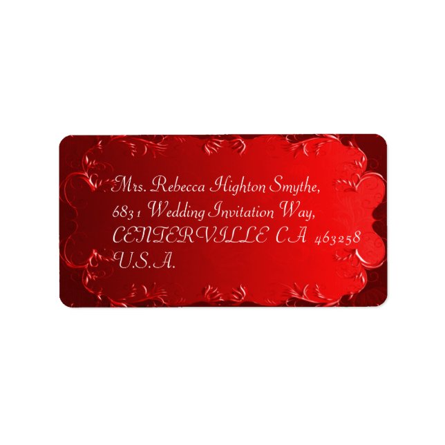 Elegant Red Wedding Address Labels Adressaufkleber (Vorne)