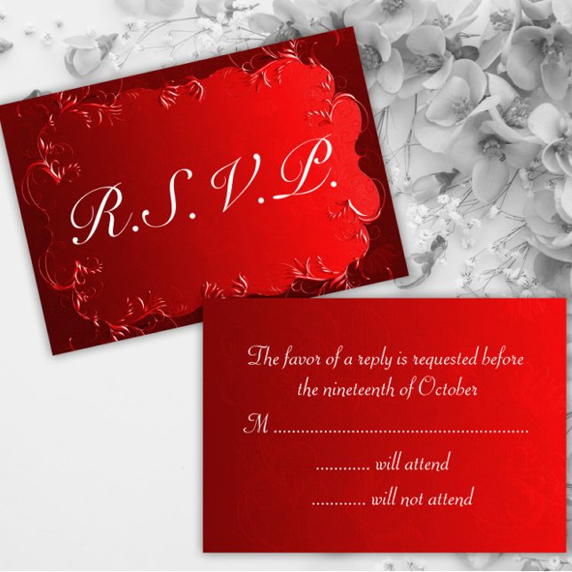 Elegant Red Wedding RSVP Karte (Von Creator hochgeladen)