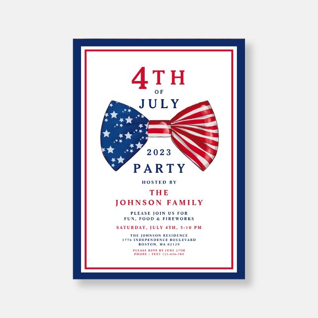 Elegant Red White Blue 4. Juli Einladung (Elegant Red White Blue 4th Of July Invitation)