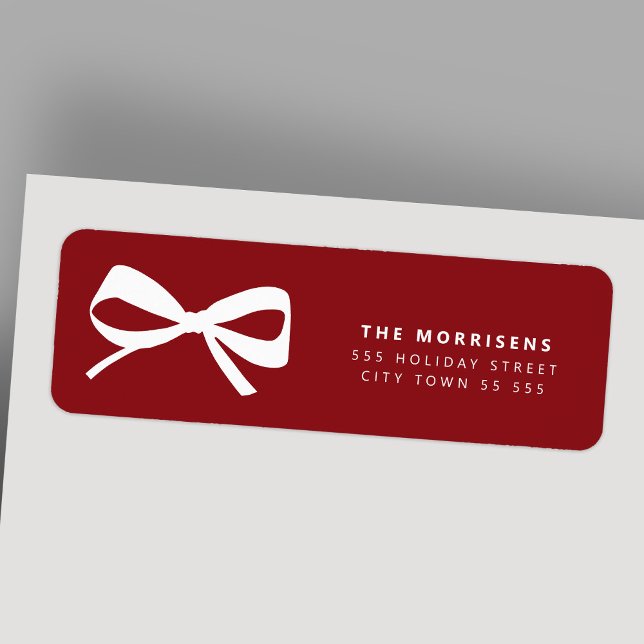 Elegant red white bow Christmas return address (Von Creator hochgeladen)
