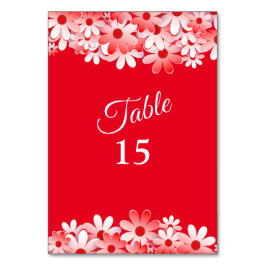 Elegant Red White Floral Party Tischnummer