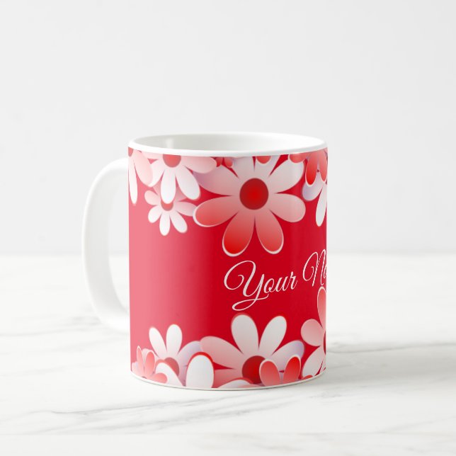 Elegant Red White Floral Wedding Kaffeetasse (Vorderseite Links)