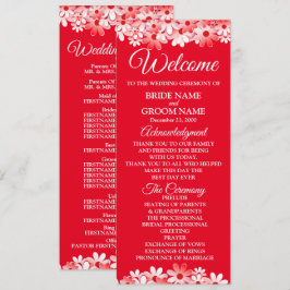 Elegant Red White Floral Wedding Programm