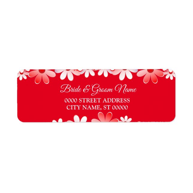 Elegant Red White Floral Wedding Return Address (Vorne)