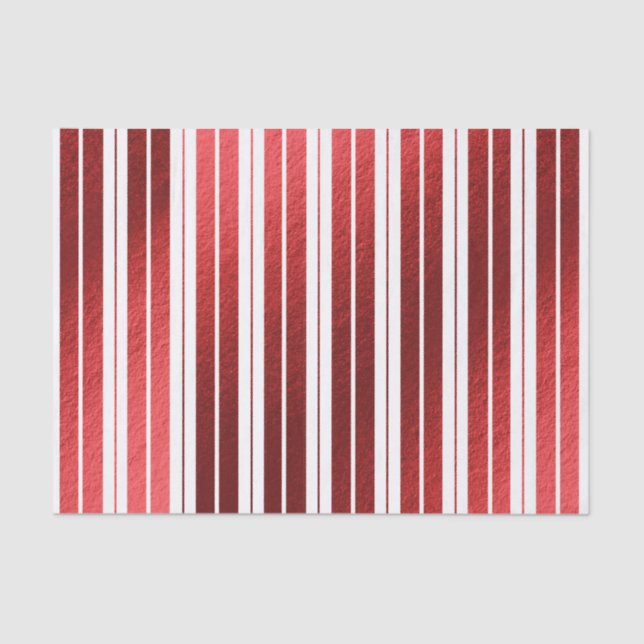 Elegant Red White Metallic Candy Striped Seidenpapier (Vorderseite)