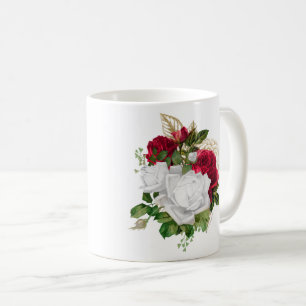 Elegant Red White Roses Bouquet Name Kaffeetasse
