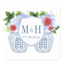 Elegant Red White Wedding Monogram