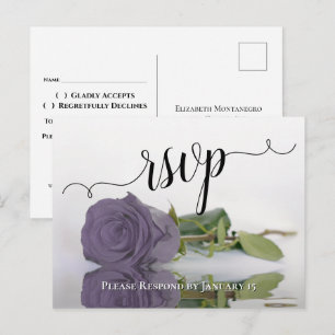 Elegant Reflecting Dusty Purple Rose Wedding RSVP Postkarte