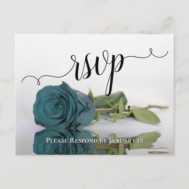 Elegant reflektiert Aquamarine Rose Chic Wedding R Postkarte (Vorderseite)