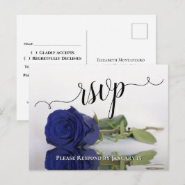 Elegant reflektiert die blaue Rose Hochzeit RSVP Postkarte