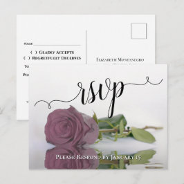 Elegant reflektiert Dusty Mauve Rose Wedding RSVP Postkarte