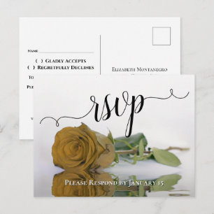 Elegant reflektiert Goldene Rose Hochzeit RSVP Postkarte