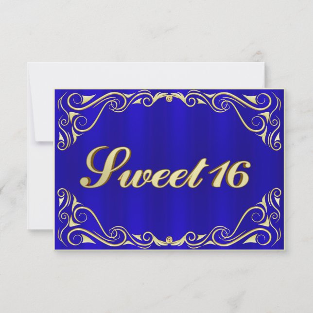 Elegant Regal Gold Typografie Sweet 16 RSVP Karte (Vorderseite)