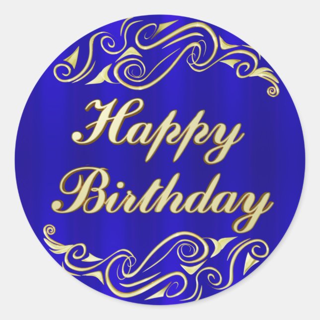 Elegant Regal Golden Typografy Happy Birthday Runder Aufkleber (Vorderseite)